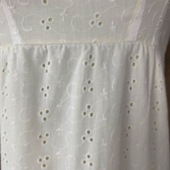 Handmade Yellow and White Sleeveless Dress - White Eyelet Overlay - Picture 4 of 8